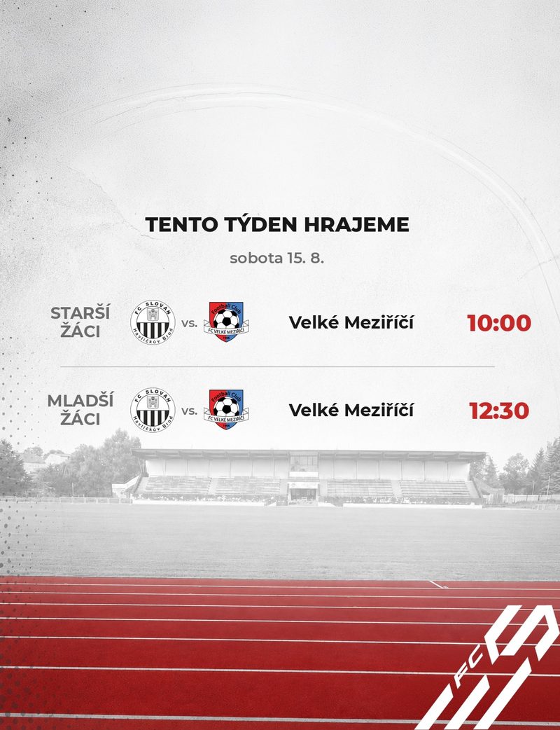 Týdenní přehled zápasů mládeže — starší a mladší žáci s časy výkopů